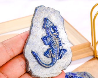 Natural Lapis lazuli Dinosaur Specimen Figurine ,Imitated Dinosaur Fossils Statue,Hand Carved Lapis lazuli Fossils Slice Home decor, Gifts.