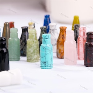 Mini Crystal Bottle Figurines, Quartz Bottle Decor ,Hand Carved Quartz Crystal Winebottle ,Crystal Craft ,Crystal gifts,Energy ,Stone Bottle