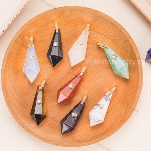 Gemstone Pendulum pendant, Crystal Point Pendulum Pendant, Quartz Point Pendant, Rose Quartz Point Pendant necklace, Amethyst, Rose quartz.