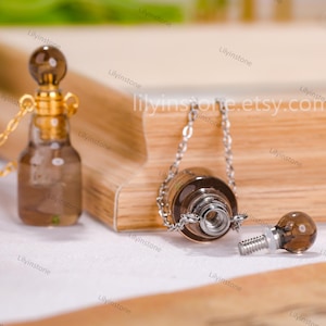 Natural Smoky Quartz Mini Perfume Bottle Women Necklace, Perfume Bottle,Healing Crystal ,Bottle Necklace, Smoky Quartz Necklace ,Minimalism.