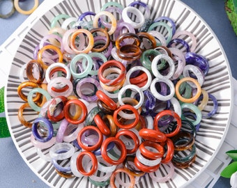 Fall Crystal Band Ring Gifts,Natural Quartz Ring,Hand polished Gemstone ring,Minimalist Gift ,Healing crystal ,Solid Band Ring.( Fragile )