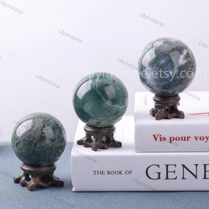 60mm, Natural Moss Agate Sphere ,Gemstone Ball, Crystal Ball Decor, Stone Sphere, Healing Stone,Meditation stone,Energy ,Home Decor ,