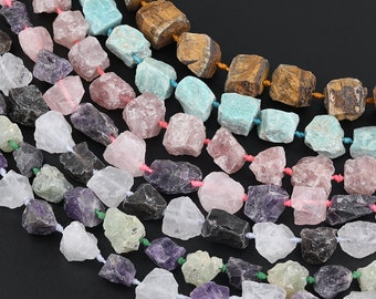 Raw Rough Natural Crystal Quartz Nugget Beads, Chunky Tumbled Gemstone Nugget Beads, Rough Organic Quartz Energy Stones Wholesale