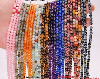 Natural Gemstone Round Beads,4mm/6mm/8mm/10mmSmooth Round Beads,DIY Jewelry Making Design for Bracelet Necklace Beads,For Jewelry Making.