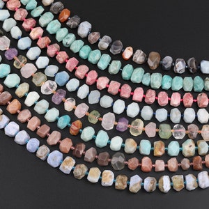 Classic Faceted Beads, Cut Nugget Loose Bead Supplies, Natural Semi-Precious Stones Drilled Charms for Jewelry making