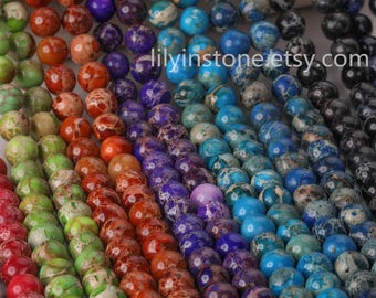 1 Full Strand 15.5&quot; Loose Round Stone  Impression Imperial Sea Sediment Jasper Chakra Yoga Mala Gemstone Beads Wholesale Gemstone Beads