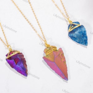 Raw Rock Crystal Quartz Arrow Necklace, Copper Wire Wrap Arrow pendant ,Everyday Necklace,Gemstone Arrow ,18K gold Plated ,Handmade jewelry.