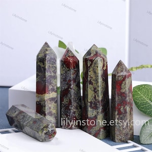 Natural Dragon Bloodstone Tower, Dragon Bloodstone Point, Gemstone Tower, Protective Stone, Crystal Generator, 3-4Inches