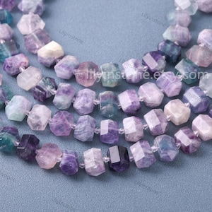 Double Fluorite Point Beads,Middle Drilled Fluorite Nugget Stick Loose Beads,Rainbow Fluorite Stone Spike Pendant DIY Making
