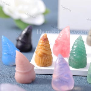 29*17mm Dwarf Head Figurine,Carved Rose Quartz Crystal Ghost Statue Decoration,Christmas Gifts,Stone Gnome Halloween Sculpture Gifts