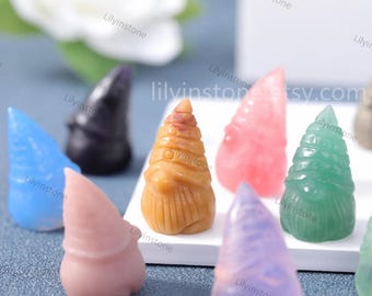 29*17mm Dwarf Head Figurine,Carved Rose Quartz Crystal Ghost Statue Decoration,Christmas Gifts,Stone Gnome Halloween Sculpture Gifts