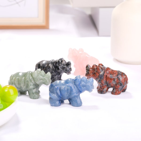 Crystal Carved Rhinoceros,Natural Gemstone Deocr, Healing Crystal, Animal Decor, Gifts,Carving Gemstone Figurine, Rhino Decor ,Crystal Gift.