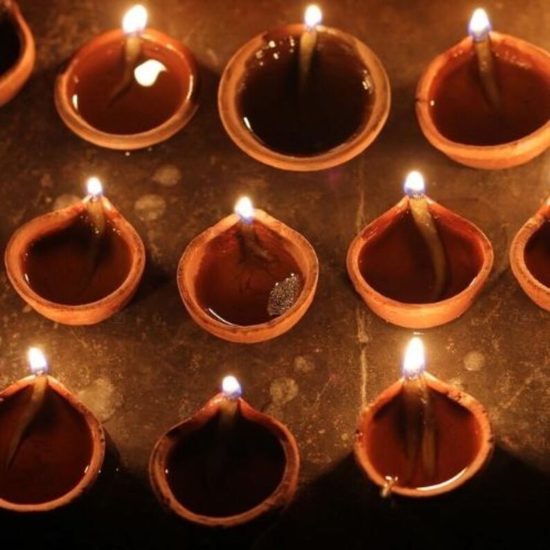 Handmade Clay Oil Lamp With Free 5 Wicks Pottery Lamps Home Etsy