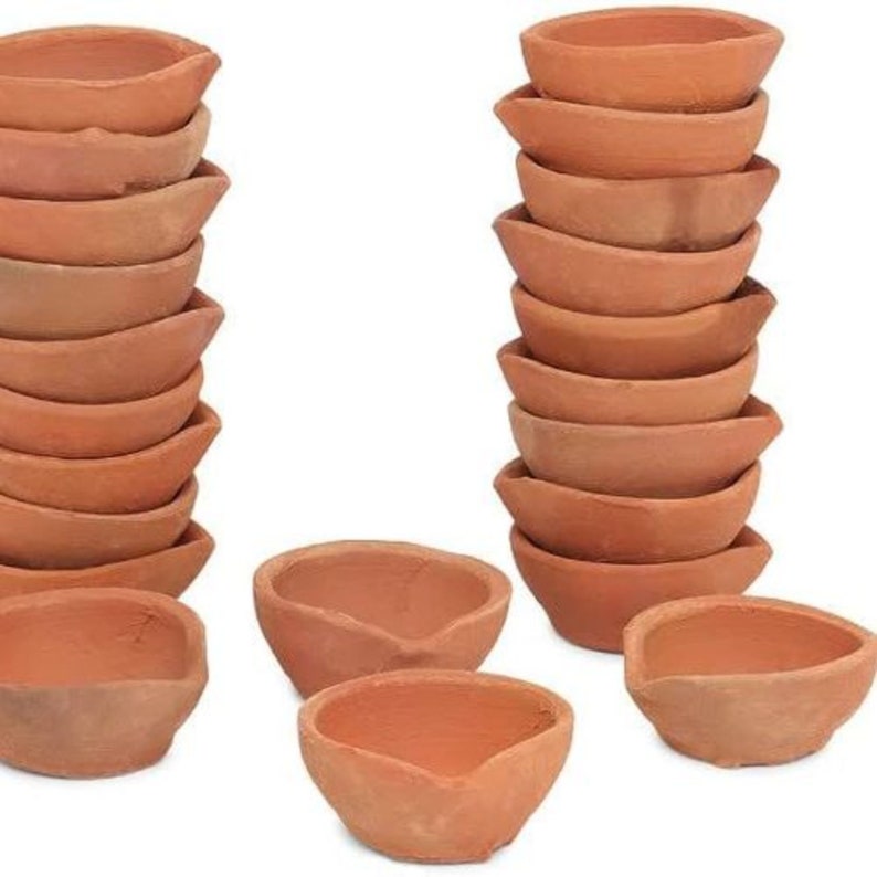 Handmade Clay Oil Lamp With Free 5 Wicks Pottery Lamps Home Etsy