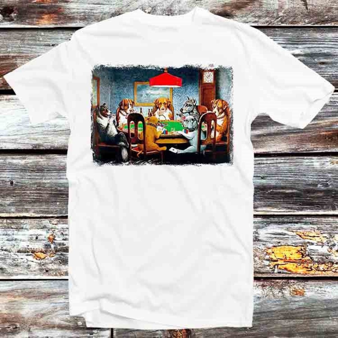 Poker Party Golden Pug Buldog Dogs Playing Poker T Shirt Vintage Retro ...