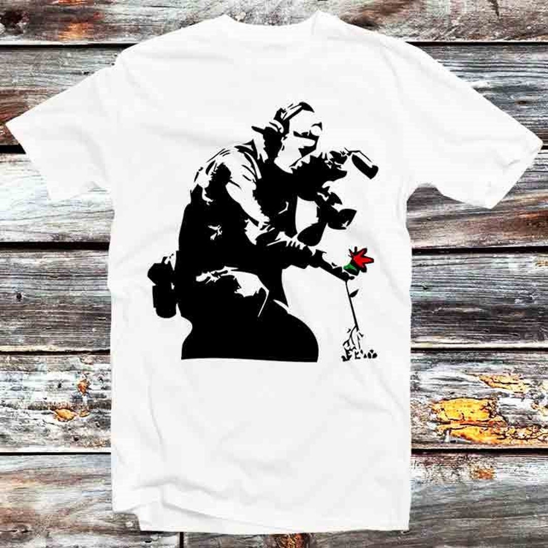 Love Is In The Air Flower Thrower Banksy Graffiti Unisex T-shirt Love Is In The Air Flower Thrower Banksy Graffiti Unisex T-shirt