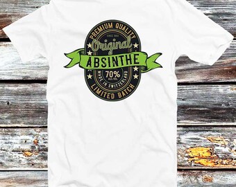 Original Absinthe T-Shirt Alcoholica Drank’em All Punk Metal Music Cool Gift Top Tee B7