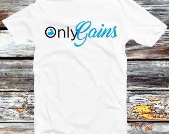 Only Gains GYM No Pain No Gain T Shirt Vintage Retro Cool Gift Mens Womens Unisex Cartoon Anime Top Tee B1011