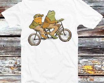 Frog & Toad Tandem Bike The Lovers T Shirt Vintage Retro Cool Gift Mens Womens Unisex Cartoon Anime Top Tee B988