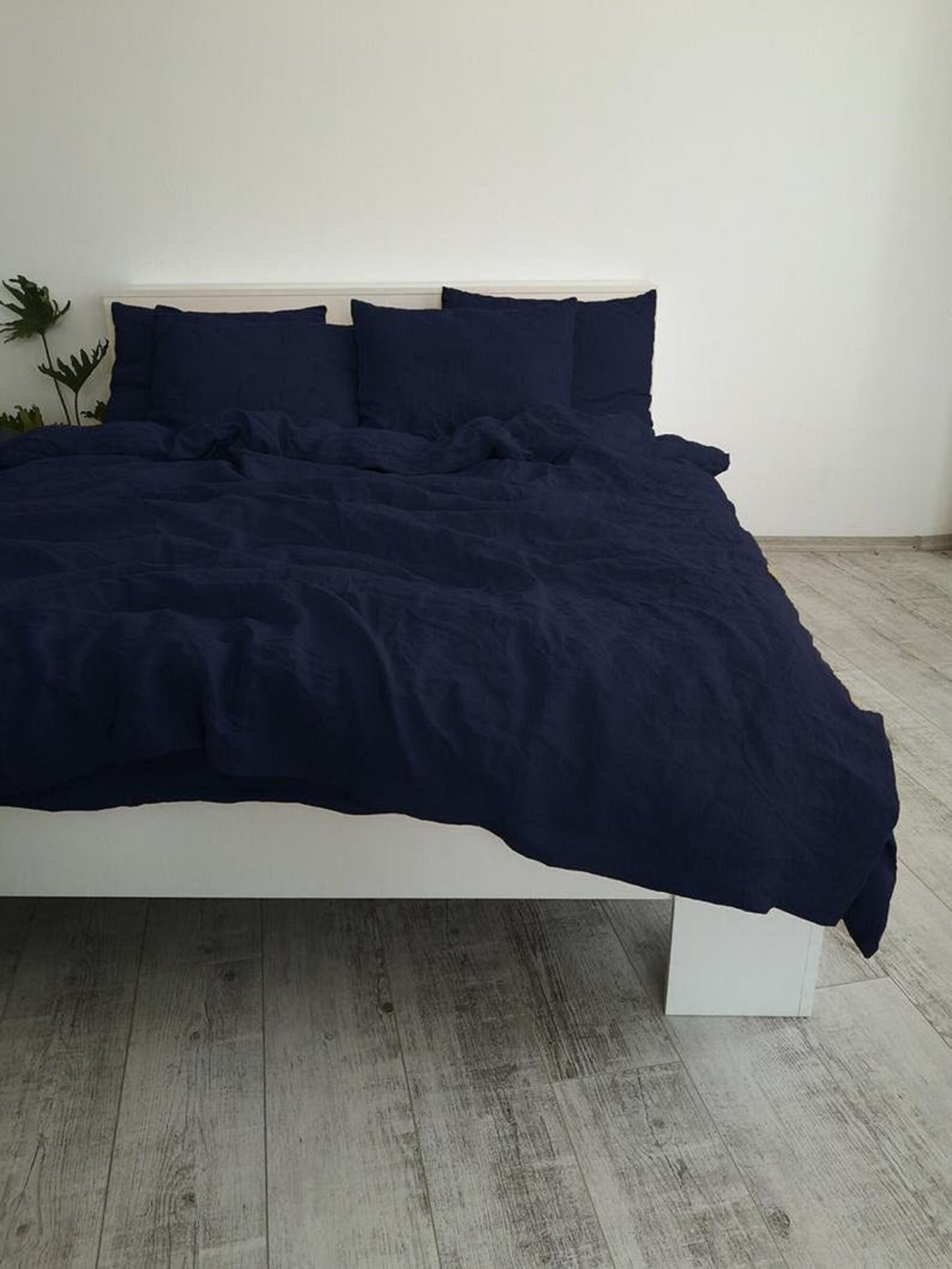 Midnight Blue Duvet cover Washed Cotton bedding Duvet Cover Etsy