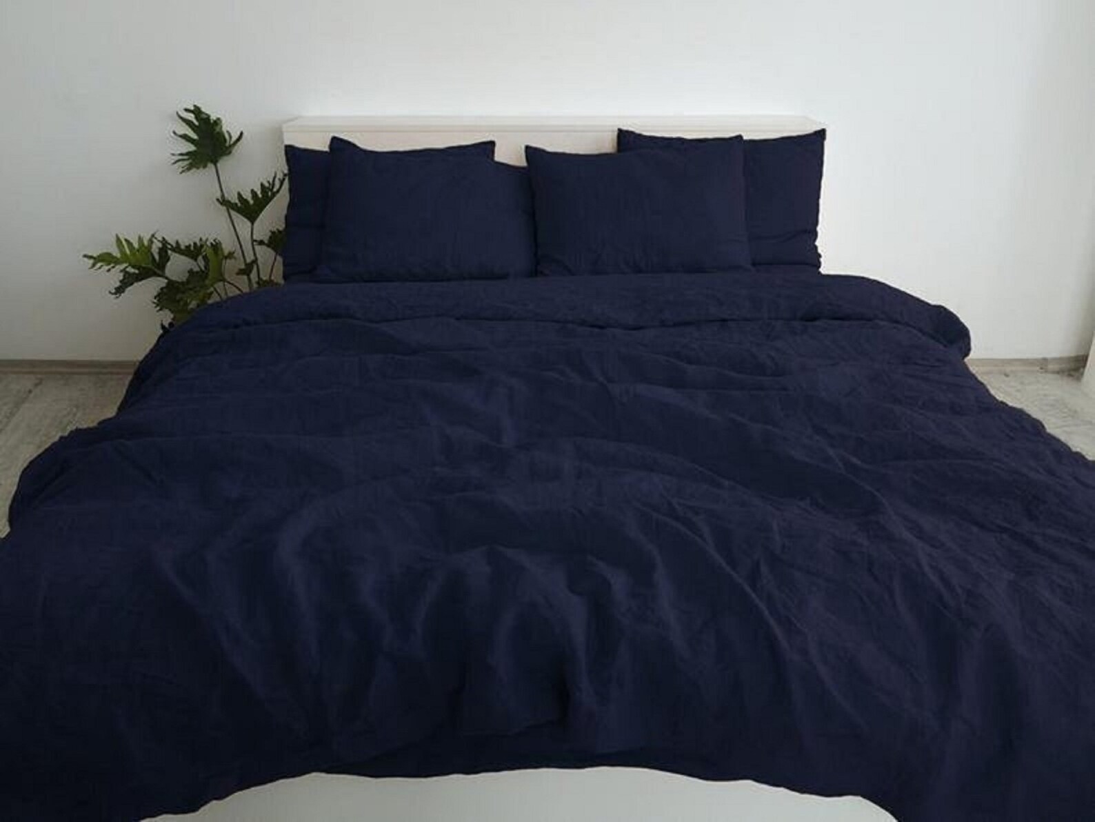 Midnight Blue Duvet cover Washed Cotton bedding Duvet Cover Etsy