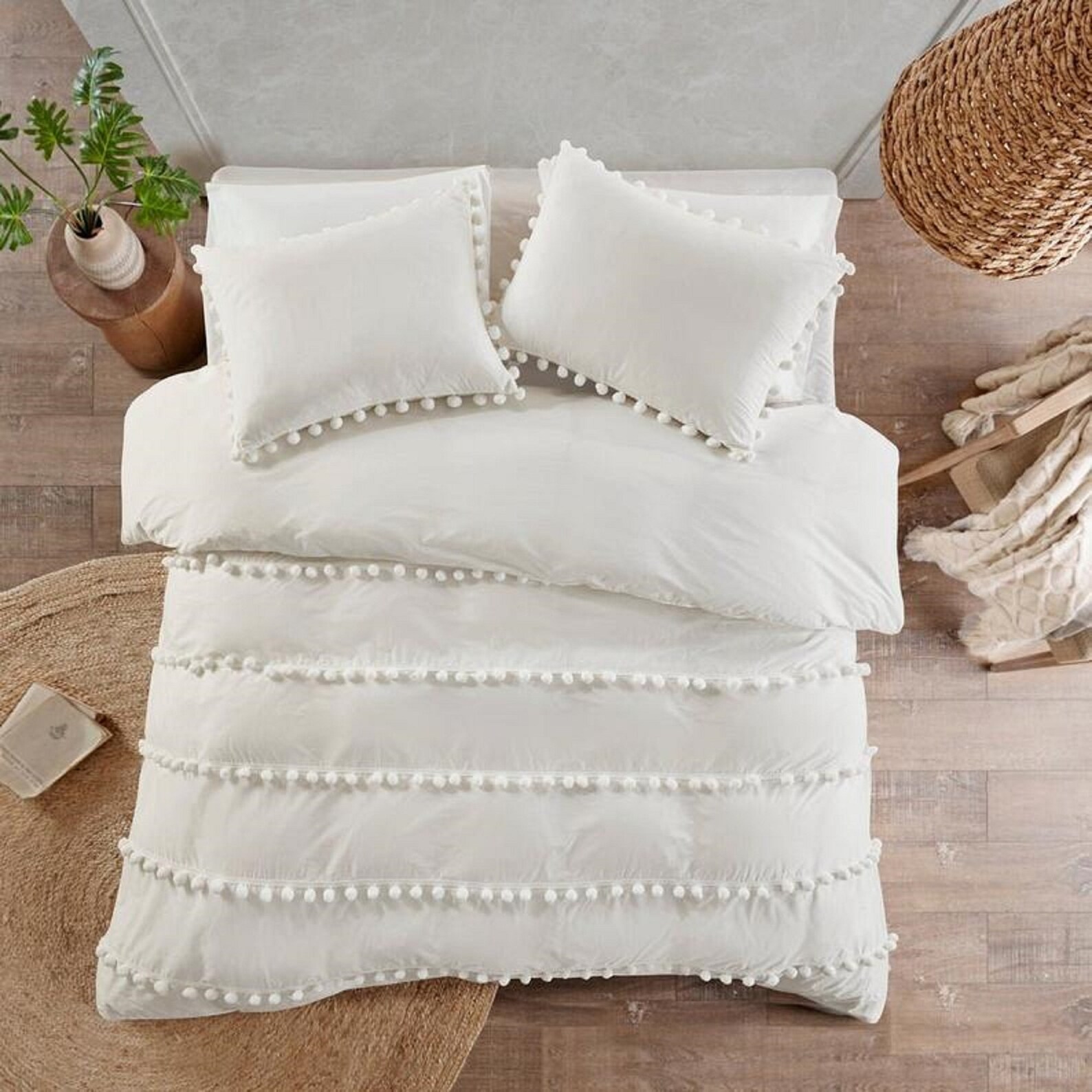 Off White Pom Pom Duvet Cover Twin/Full/Double King Toddler Etsy