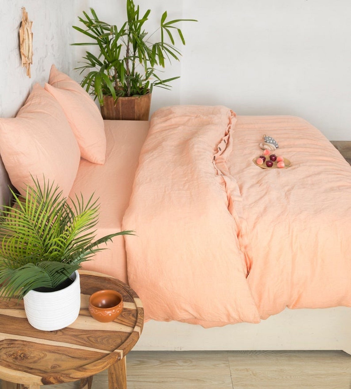 Peach Color Stonewashed Cotton Duvet CoverDuvet Cover With Etsy