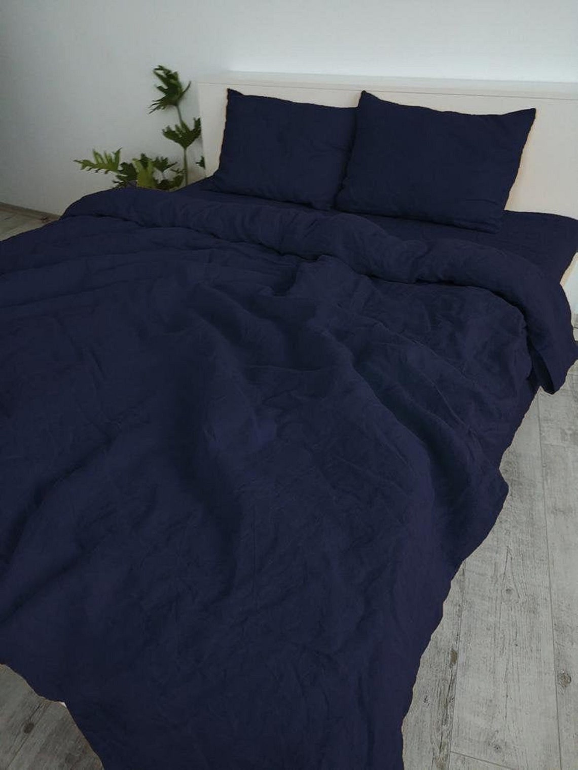 Midnight Blue Duvet cover Washed Cotton bedding Duvet Cover Etsy