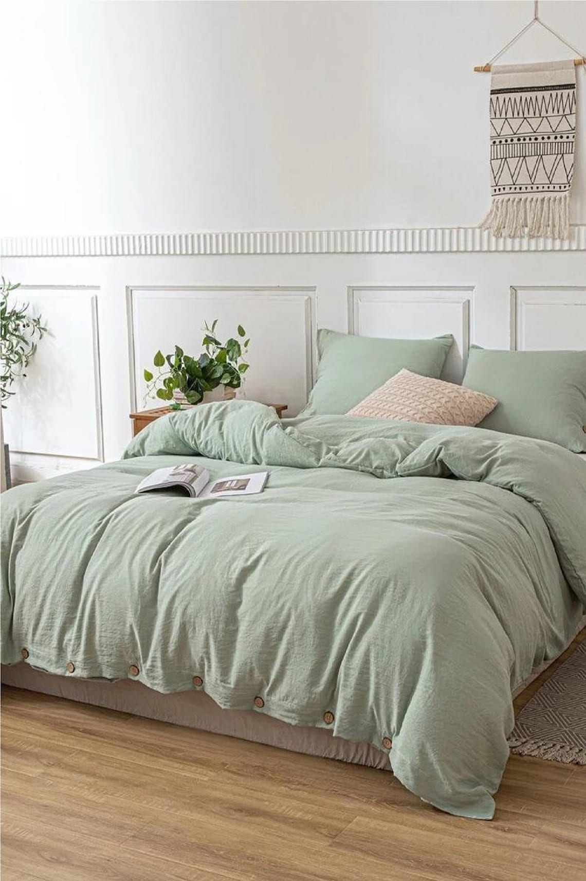 Sage Green Bedding Set Stonewashed Cotton Sage Green Duvet Etsy