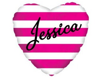 Personalized  Stripe Heart Balloons