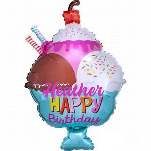 Ice Cream Sunday - Air Filled - Personalized Balloon
