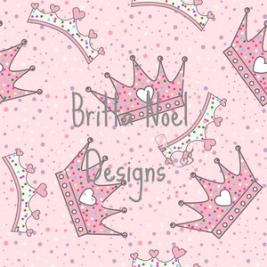 Pretty Pink Princess Crown Seamless Design