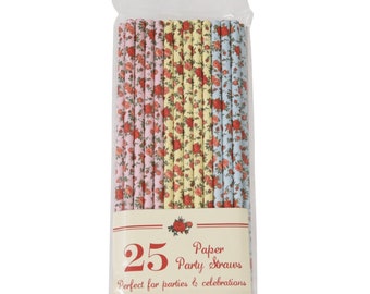 Pack Of 25 Assorted Vintage Rose Straws