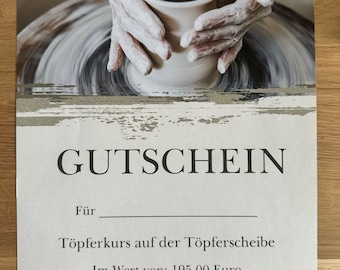 Gutschein - Töperkurs auf der Töpferscheibe