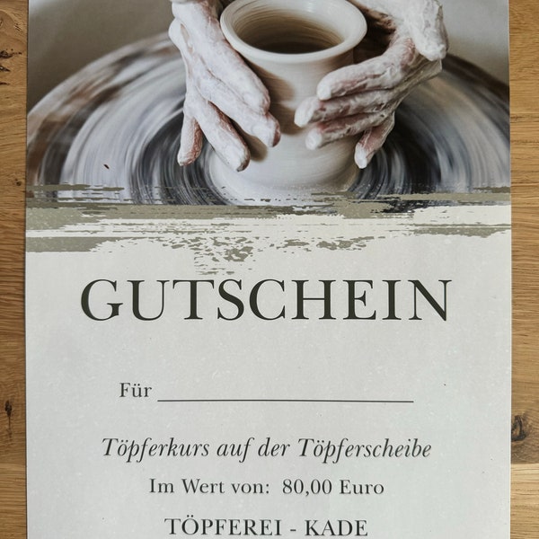 Gutschein - Töpferkurs auf der Töpferscheibe