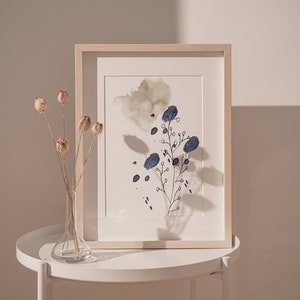Abstract Blue Bedroom Wall Art,Flower Wall Art,Floral Wall Art,Blue Botanacal Print,Dried Blue flower,Botanical Art,Plant Art,Wall Decor