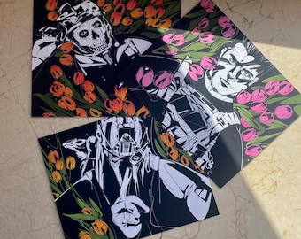 Kunstdruck Militär Männer Tulpen / Mini Illustration Print / Ghost Spediteur