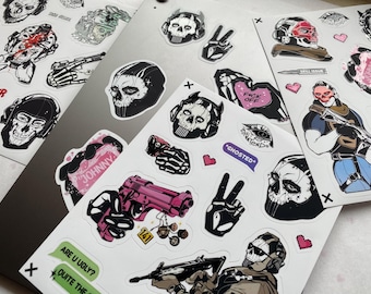 Stickerset videogame: FPS-shooter, mat gelamineerde stickers militaire personages