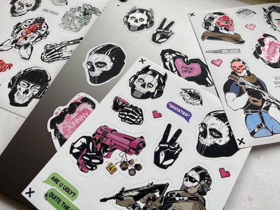 Video Game Sticker Set: FPS Shooter, Matte Laminated military characters Decals