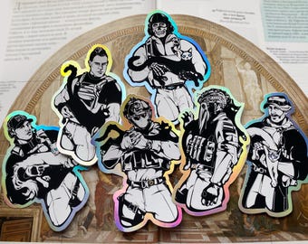 Vinylstickerset / stickers militaire mannen met katten / videogames schedelmasker operator