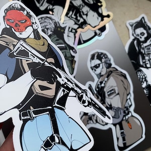 Vinyl Sticker Set / Military men with cats decals / operator skull mask videogames