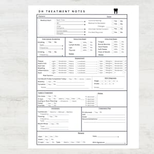 Notas de tratamento DH | Higiene Dentária | Impressão Digital | Notas de higiene | Notas de progresso