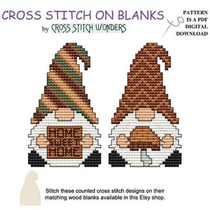 Gnomes, Home Sweet Home, Mushroom, Mushroom House Display, Little Gnome, Counted Cross Stitch, Cross Stitch Wonders, Digital, PDF, Download