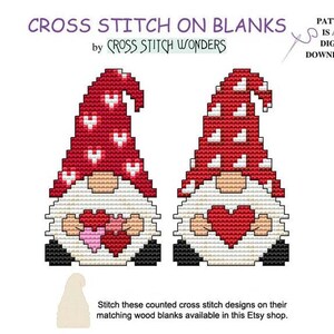 Gnomes, Valentines, Hearts, Love, Mushroom House Display, Little Gnome, Counted Cross Stitch, Cross Stitch Wonders, Digital, PDF, Download