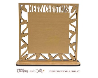 CHRISTMAS, Frame, Display, Interchangeable, Cross Stitch Display, Cross Stitch Frame, Laser Cut, Stitches and Cutz, Photo Display, Holiday