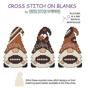 Little Gnome, FOOTBALL, 3 Hat Styles, Gnomes, Sport, Fits Mushroom House Display, Counted Cross Stitch, Cross Stitch Wonders, Digital, PDF
