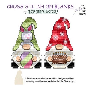 Gnomes, Easter, Egg, Birthday, Fits Mushroom House Display, Little Gnome, Counted Cross Stitch, Cross Stitch Wonders, Digital, PDF, Download