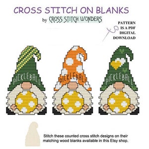 Little Gnome, Pickleball, 3 Hat Styles, Gnomes, Sport, Fits Mushroom House Display, Counted Cross Stitch, Cross Stitch Wonders, Digital, PDF