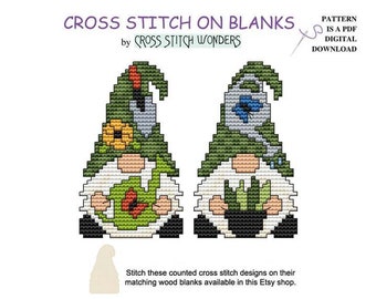 Gnomes, Gardening, Plants, Fit Mushroom House Display, Little Gnome, Counted Cross Stitch, Cross Stitch Wonders, Digital, PDF, Download