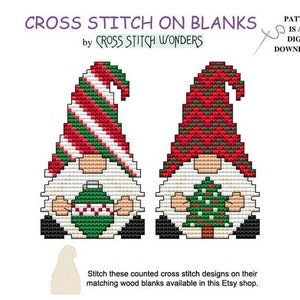 Gnomes, Christmas, Ornament, Fits Mushroom House Display, Little Gnome, Counted Cross Stitch, Cross Stitch Wonders, Digital, PDF, Download